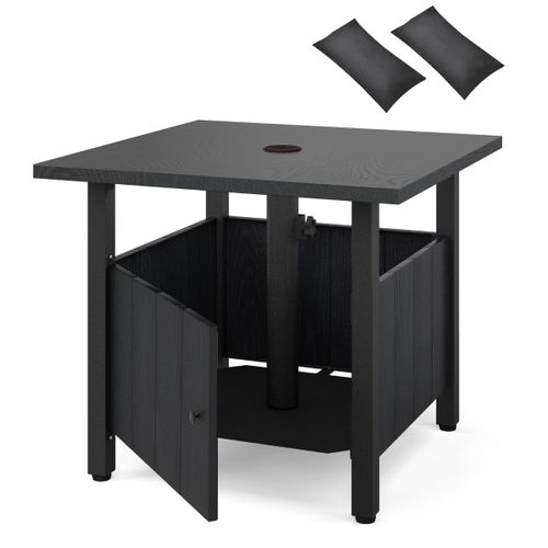 Table Basse Extérieure Table De Jardin Avec Trou Pour Parasol 2 Sacs De Sable 55,5x55,5x48cm Noir