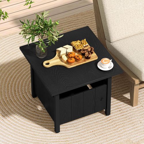 Table Basse Extérieure Table De Jardin Avec Trou Pour Parasol 2 Sacs De Sable 55,5x55,5x48cm Noir