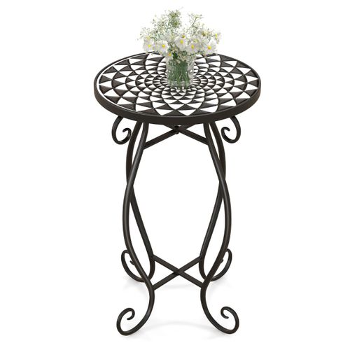 Table Basse D'extérieur Ronde Table De Jardin Pour Balcon Piscine 30x30x50 Cm Noiretblanc