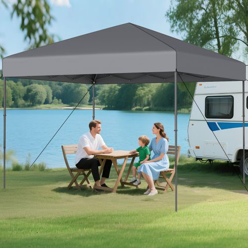 3x3m Tente à Auvent Escamotable Avec Sac De Transport Portable 8 Piquets 4 Cordes à Vent