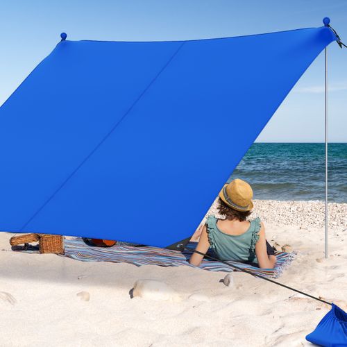 Tente De Plage Portable 2x2m Anti Uv Upf50+ Abris Solaire Avec 4 Sacs Pour Sable Piquets De Sol
