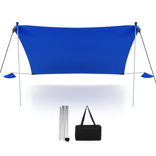 Tente De Plage Portable 2x2m Anti Uv Upf50+ Abris Solaire Avec 4 Sacs Pour Sable Piquets De Sol