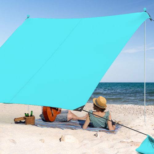 Tente De Plage Portable 2x2m Anti Uv Upf50+ Abris Solaire Avec 4 Sacs Pour Sable Piquets De Sol