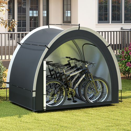 Tente De Rangement Pour Vélos Abri Portable Avec Tissu Argenté Imperméable Porte Zippée Et Entrée