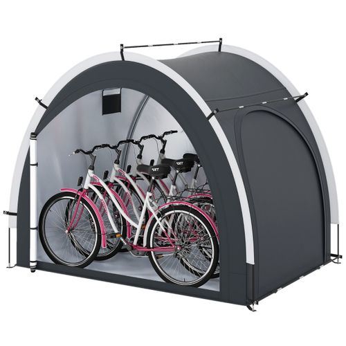 Tente De Rangement Pour Vélos Abri Portable Avec Tissu Argenté Imperméable Porte Zippée Et Entrée