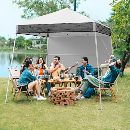 234x234cm Tente Tonnelle Pop-up Avec Panneau Latéral Abri De Gazebo Pliant Réglables Blanc