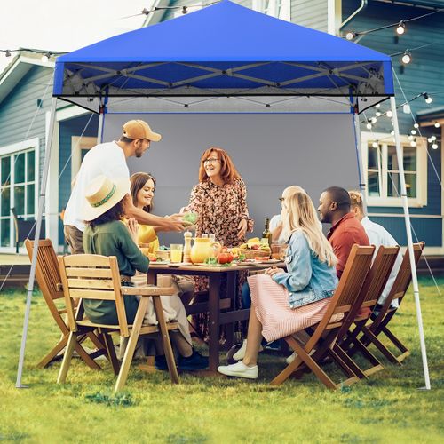 234x234cm Tente Tonnelle Pop-up Avec Panneau Latéral Abri De Gazebo Pliant Réglables Bleu