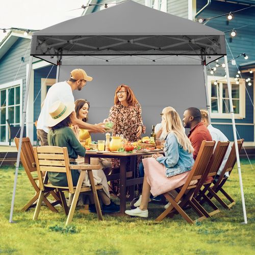 234x234cm Tente Tonnelle Pop-up Avec Panneau Latéral Abri De Gazebo Pliant Réglables Gris