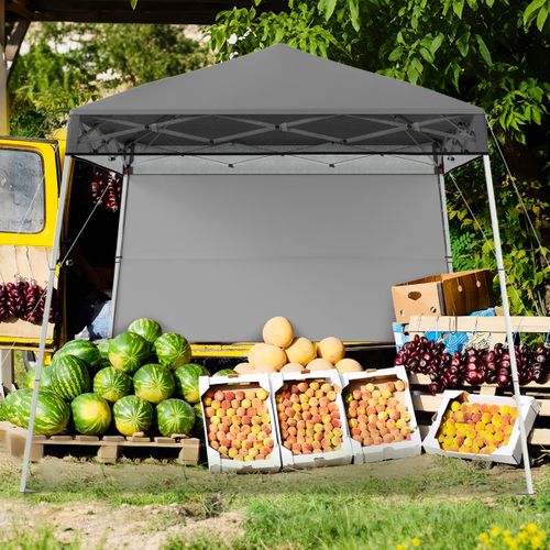 234x234cm Tente Tonnelle Pop-up Avec Panneau Latéral Abri De Gazebo Pliant Réglables Gris