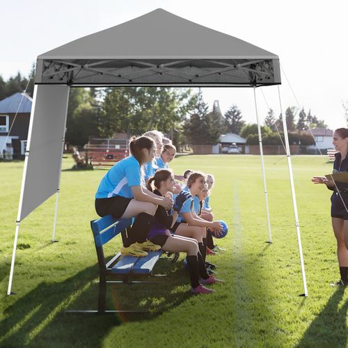 234x234cm Tente Tonnelle Pop-up Avec Panneau Latéral Abri De Gazebo Pliant Réglables Gris