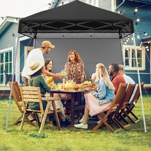 234x234cm Tente Tonnelle Pop-up Avec Panneau Latéral Abri De Gazebo Pliant Réglables Noir