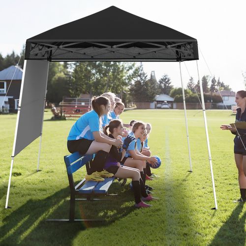 234x234cm Tente Tonnelle Pop-up Avec Panneau Latéral Abri De Gazebo Pliant Réglables Noir