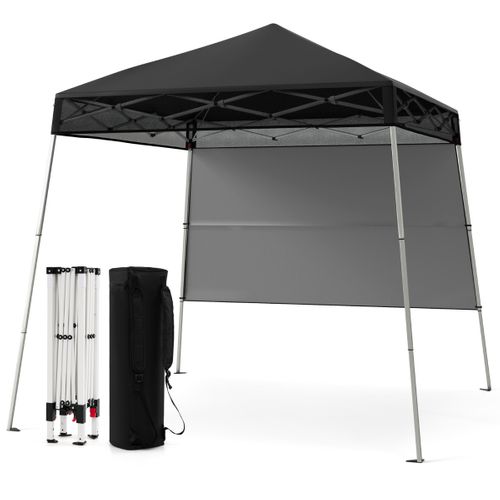 234x234cm Tente Tonnelle Pop-up Avec Panneau Latéral Abri De Gazebo Pliant Réglables Noir