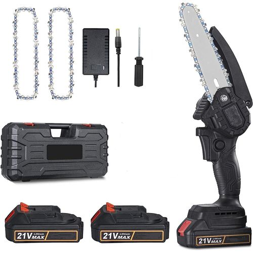 Tronçonneuse Électrique Sans Fil 1500w 6 Pouces, Scie à Chaîne Légère Et Portable Avec 2 Batteries