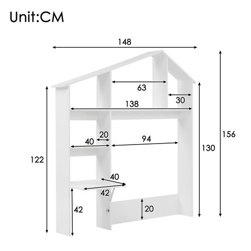 Étagère En Bois Avec Rangement,adaptée Aux Enfants Et Adolescents,blanc