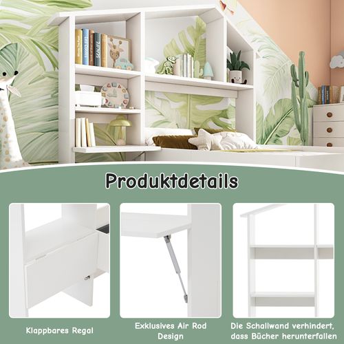 Étagère En Bois Avec Rangement,adaptée Aux Enfants Et Adolescents,blanc