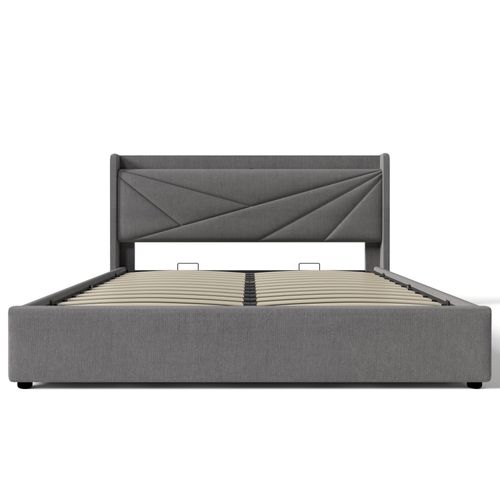 Lit Double Avec Coffre 160x200 Cm, Gris