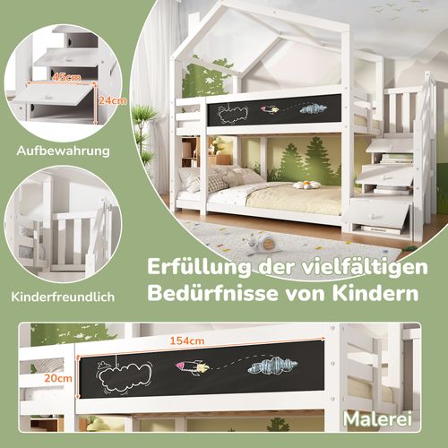 Lit Pour Enfant Cabane 90x200 Cm - Blanc