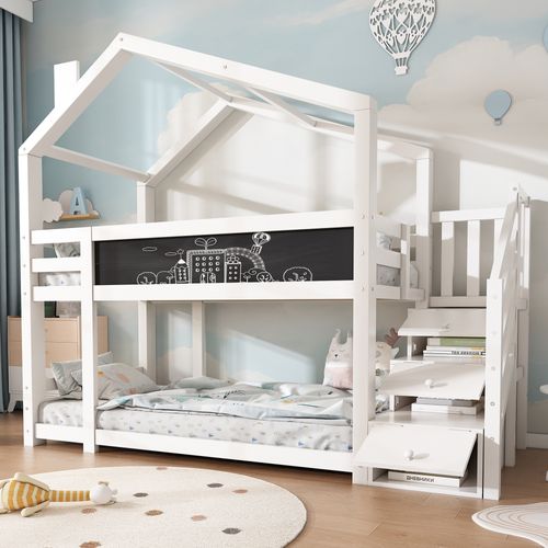 Lit Pour Enfant Cabane 90x200 Cm - Blanc