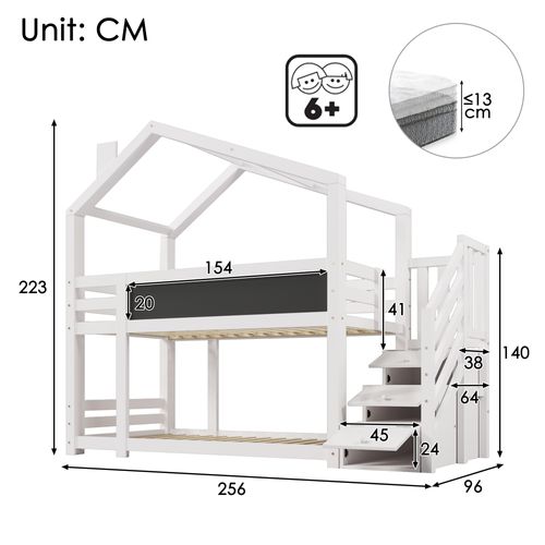 Lit Pour Enfant Cabane 90x200 Cm - Blanc