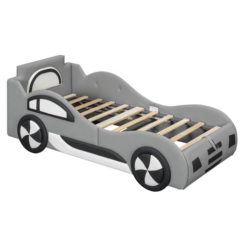 Lit Voiture Avec Rangement, Gris, 90 X 200 Cm