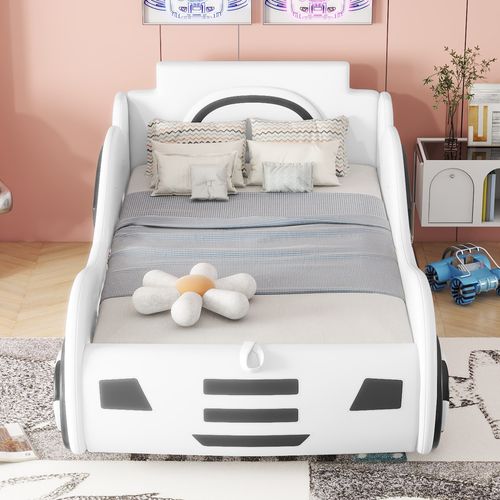 Lit Voiture Avec Rangement, Blanc, 90 X 200 Cm