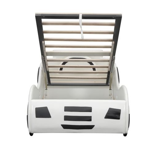 Lit Voiture Avec Rangement, Blanc, 90 X 200 Cm