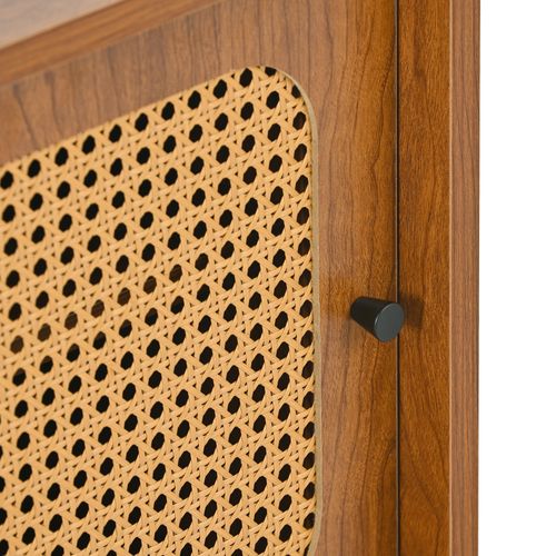 Set Salon Rotin - Commode + Armoire à Chaussures, Couleur Noyer