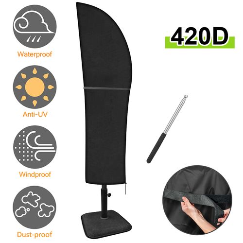 Housse Parasol 265x70cm Oxford 420d - Imperméable/anti-uv, Zip et Cordon 4 Saisons Anti-moisissures