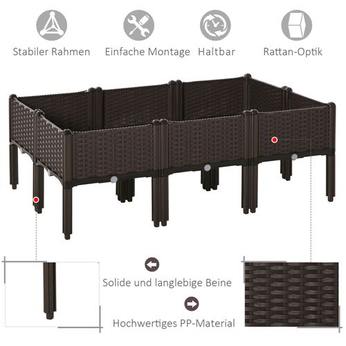 Kit 6 Jardinières Rotin 40x40x44cm Avec Drainage Pour Balcon