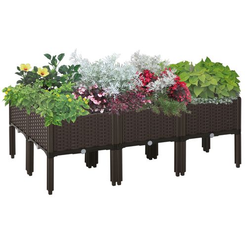 Kit 6 Jardinières Rotin 40x40x44cm Avec Drainage Pour Balcon