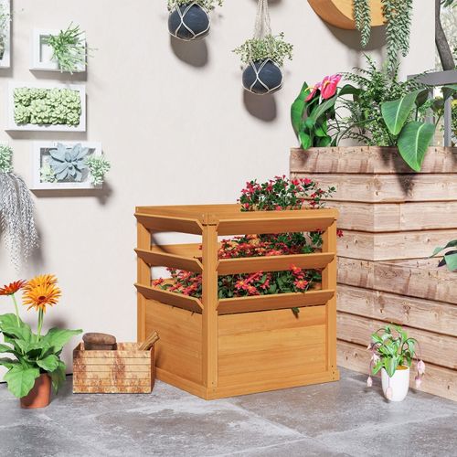 Jardinière Surélevée 65x65x60cm Avec Treillis Ouvert Pour Plantes Grimpantes