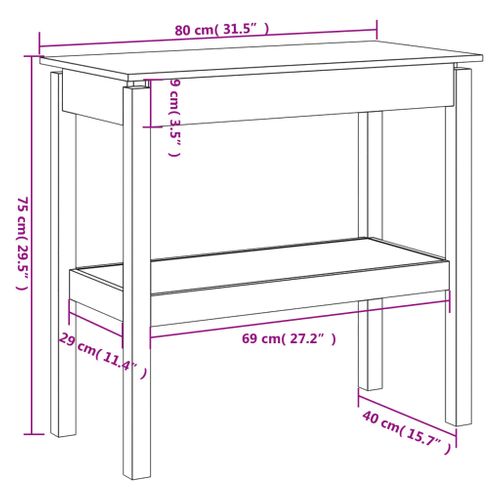 Table Console - Table D'entrée 80x40x75 Cm Bois Massif De Pin