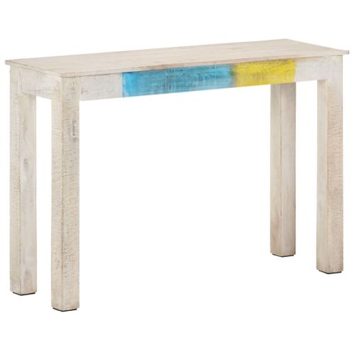 Table Console - Table D'entrée Blanc 115x35x77 Cm Bois De Manguier Brut