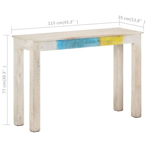 Table Console - Table D'entrée Blanc 115x35x77 Cm Bois De Manguier Brut