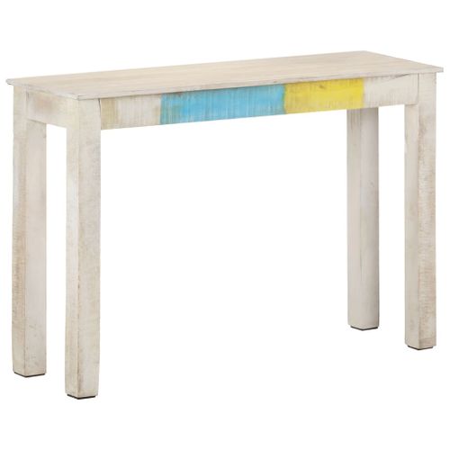 Table Console - Table D'entrée Blanc 115x35x77 Cm Bois De Manguier Brut