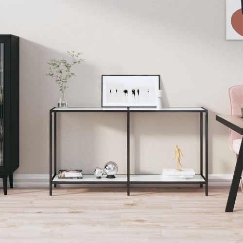 Table Console - Table D'entrée Blanc 140x35x75,5 Cm Verre Trempé