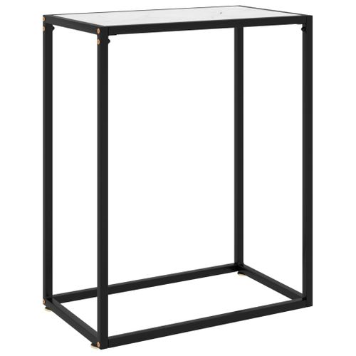 Table Console - Table D'entrée Blanc 60x35x75 Cm Verre Trempé