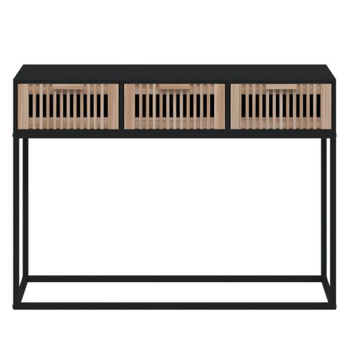 Table Console - Table D'entrée Noir 105x30x75 Cm Bois D'ingénierie Et Fer