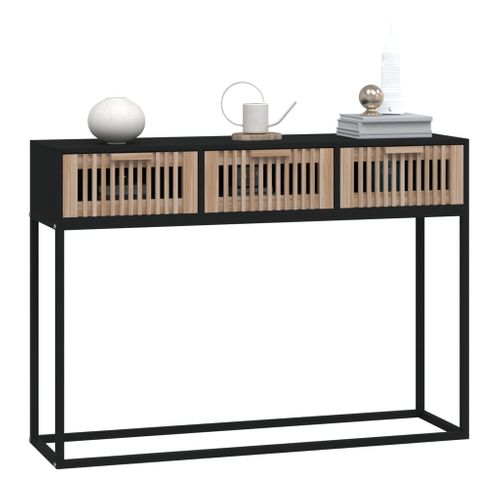 Table Console - Table D'entrée Noir 105x30x75 Cm Bois D'ingénierie Et Fer