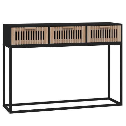 Table Console - Table D'entrée Noir 105x30x75 Cm Bois D'ingénierie Et Fer