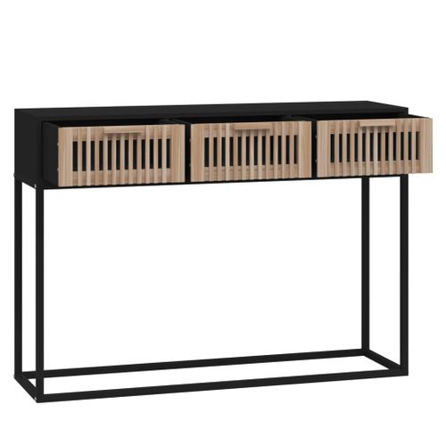 Table Console - Table D'entrée Noir 105x30x75 Cm Bois D'ingénierie Et Fer
