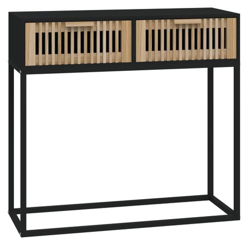 Table Console - Table D'entrée Noir 80x30x75 Cm Bois D'ingénierie Et Fer