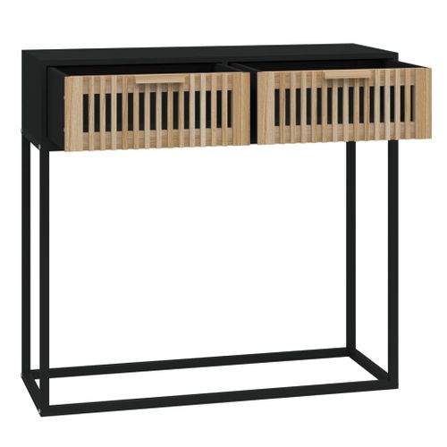 Table Console - Table D'entrée Noir 80x30x75 Cm Bois D'ingénierie Et Fer