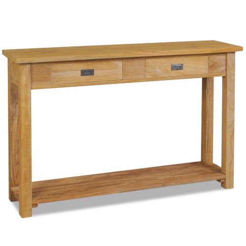 Table Console - Table D'entrée Teck Massif 120x30x80 Cm