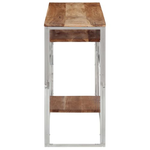 Table Console - Table D'entrée Argenté Acier Inoxydable Et Bois Massif D'acacia