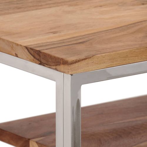 Table Console - Table D'entrée Argenté Acier Inoxydable Et Bois Massif D'acacia