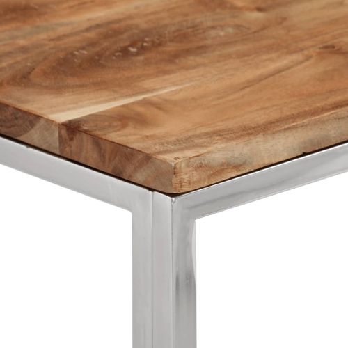 Table Console - Table D'entrée Argenté Acier Inoxydable Et Bois Massif D'acacia