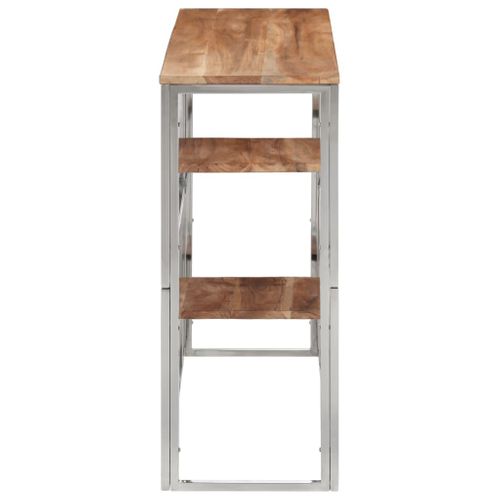 Table Console - Table D'entrée Argenté Acier Inoxydable Et Bois Massif D'acacia