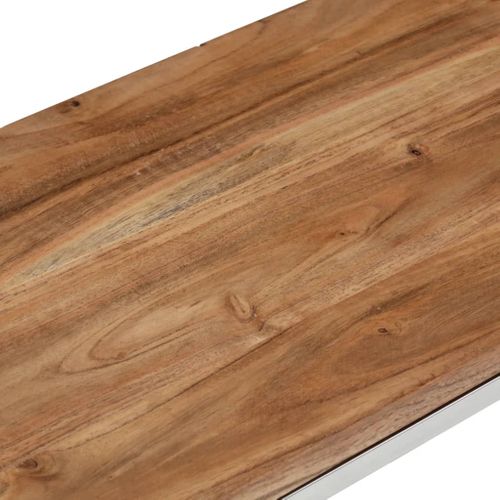 Table Console - Table D'entrée Argenté Acier Inoxydable Et Bois Massif D'acacia
